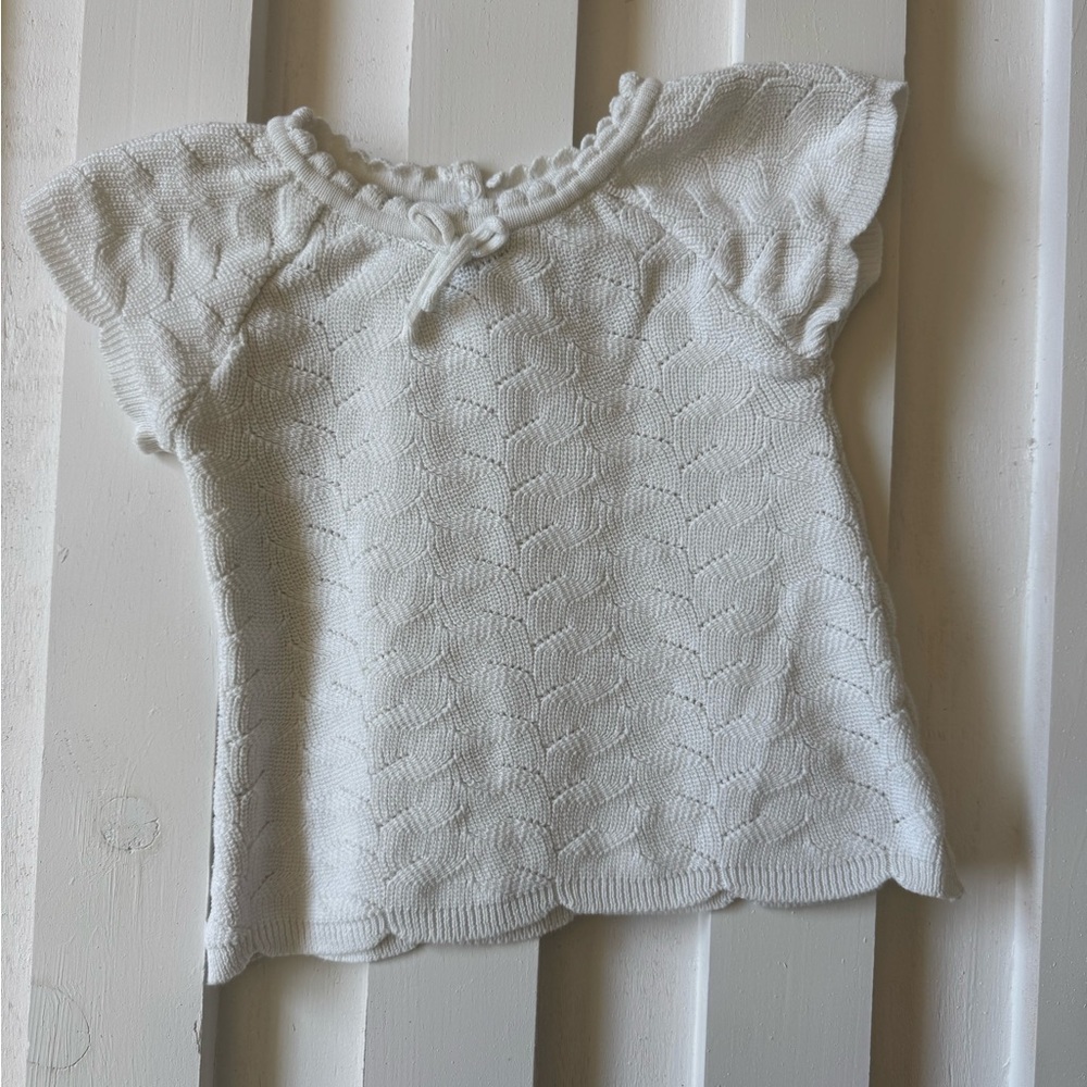 Elegant White Knit Kids Sweater